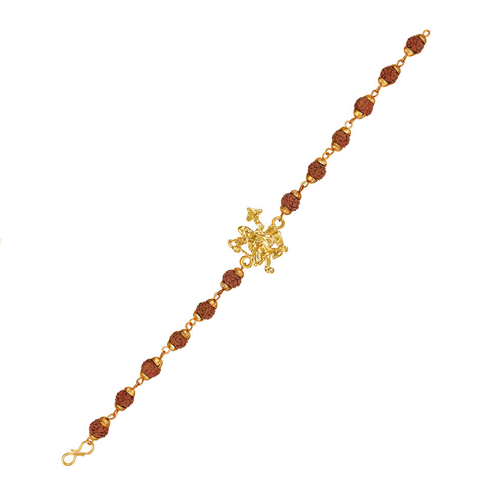 Mahi Gold Plated Bajrangbali Hanuman Bracelet with Rudraksha for Men (BR1100486G)
