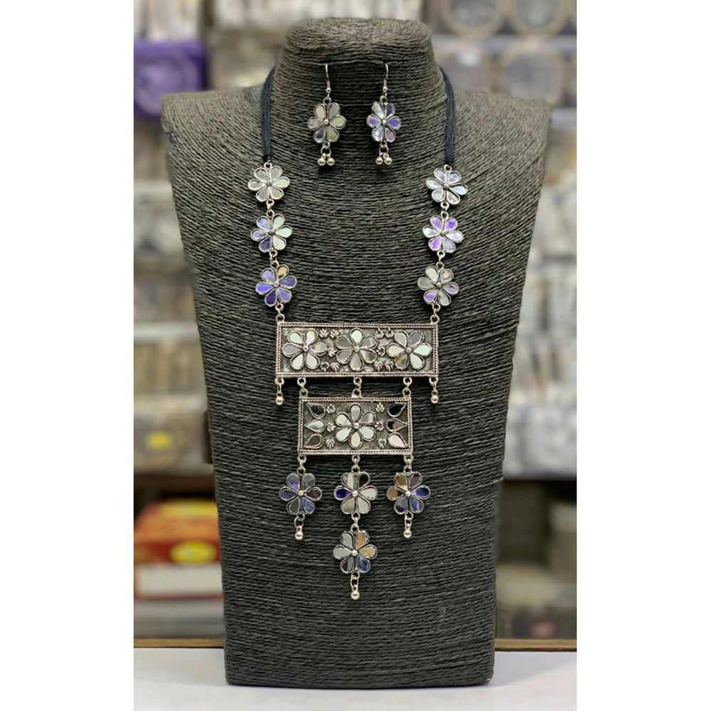 Blythediva Pack Of 3 Oxidised Long Necklace Set With Earrings