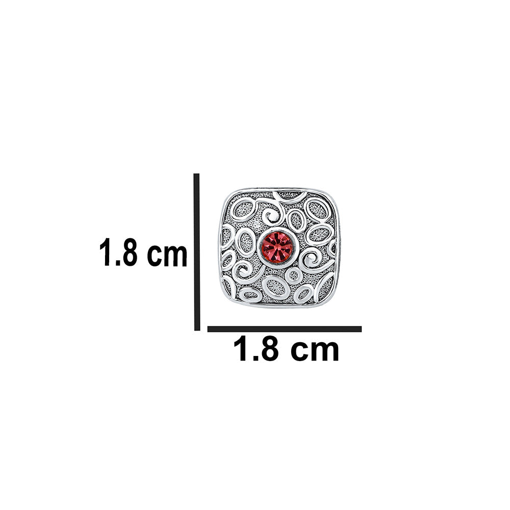 Mahi Solitaire Pink Crystal Silver Plated Squarish Cufflink for Mens and Boys (CL1100543R)