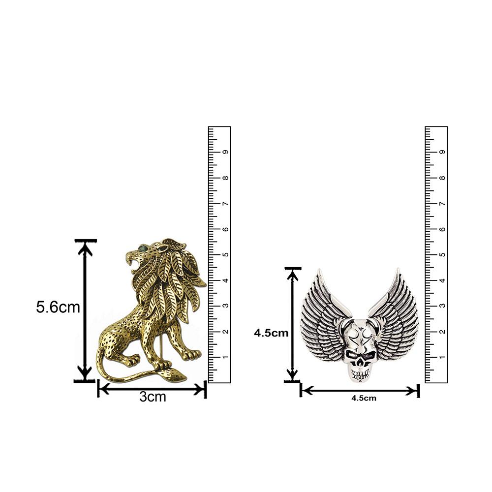 Mahi Combo of Skull Wings and Roring Lion Shirt Stud Brooch Pin for Men (CO1105191M)