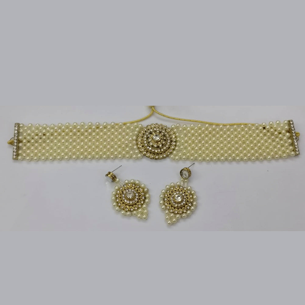 Midas Touch Gold Plated Austrian Stone & Pearl Necklace Set