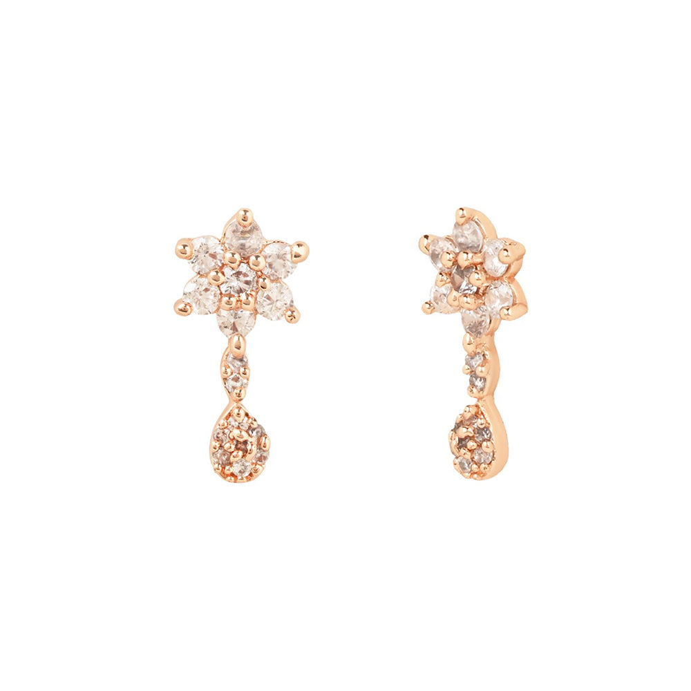 Etnico 18k Rose Gold Plated Traditional Single Line American Diamond Pendant with Black Bead Chain Mangalsutra for Women (D099)