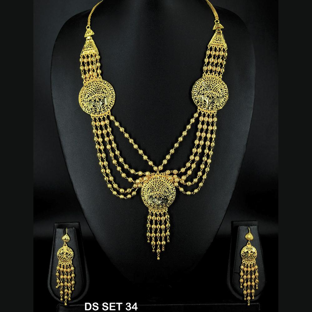 Mahavir Forming Look Gold Plated beautiful Multi Layer Necklace Set - DS SET 34