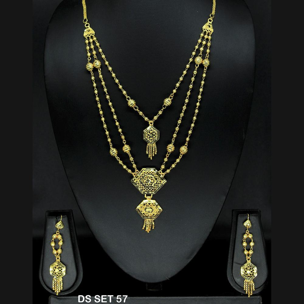 Mahavir Forming Look Gold Plated beautiful Multi Layer Necklace Set - DS SET 57