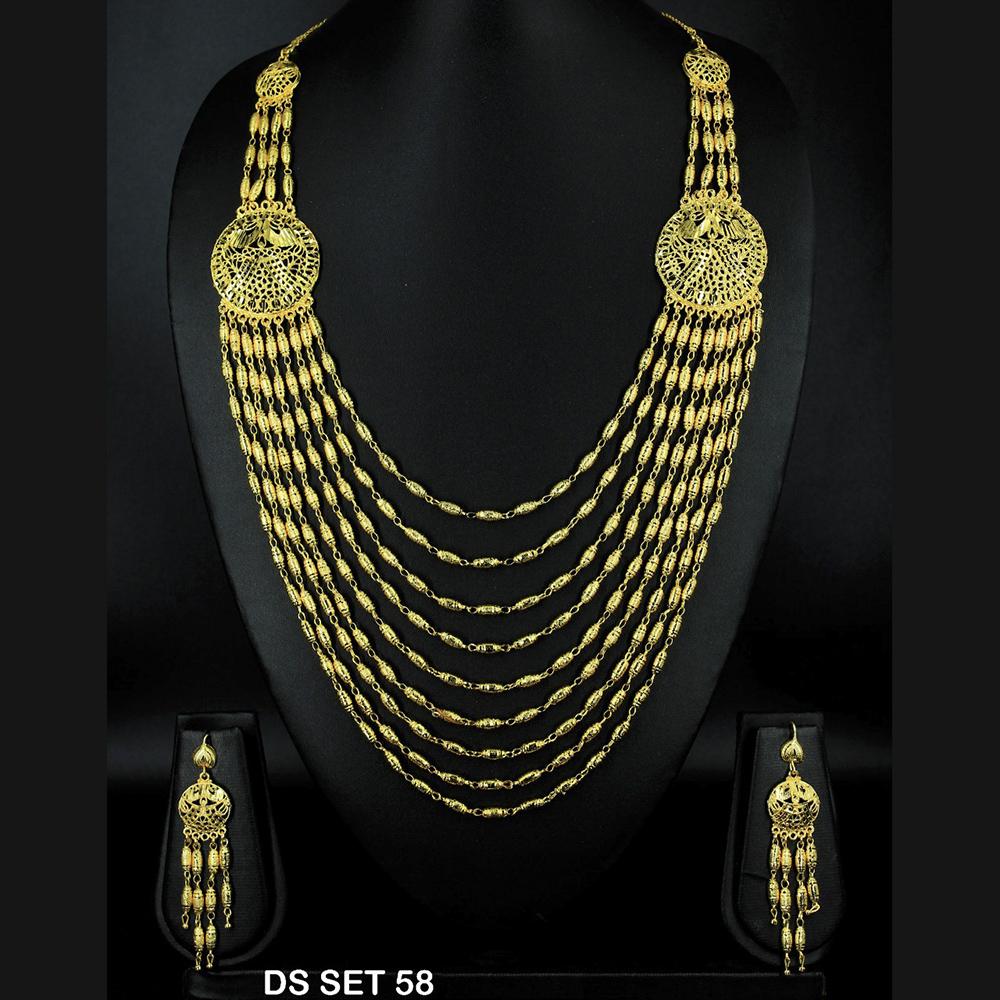 Mahavir Forming Look Gold Plated beautiful Multi Layer Necklace Set - DS SET 58