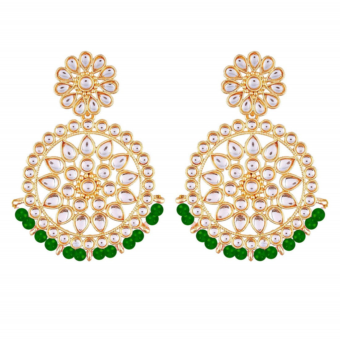 Etnico 18K Gold Plated Chandbali Earrings Glided With Kundans For Women/Girls (E2462G)