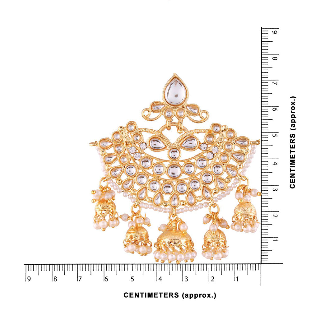 Etnico Traditional Gold Plated Kundan & Pearl Earrings For Women (E2637)