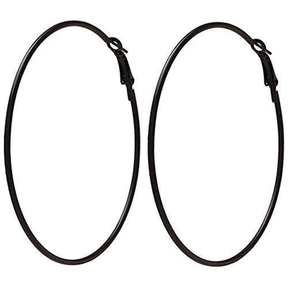 Etnico Combo (Pack of 3) Silver, Gold, Black Colour Big Hoop Bali Earrings For Girls And Women (E2645BSG)
