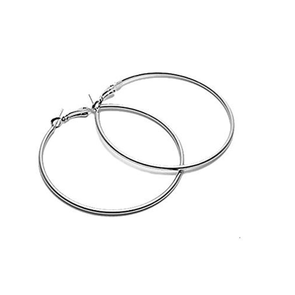 Etnico Silver Plated Big Hoop Bali Earrings For Girls And Women (E2645S)
