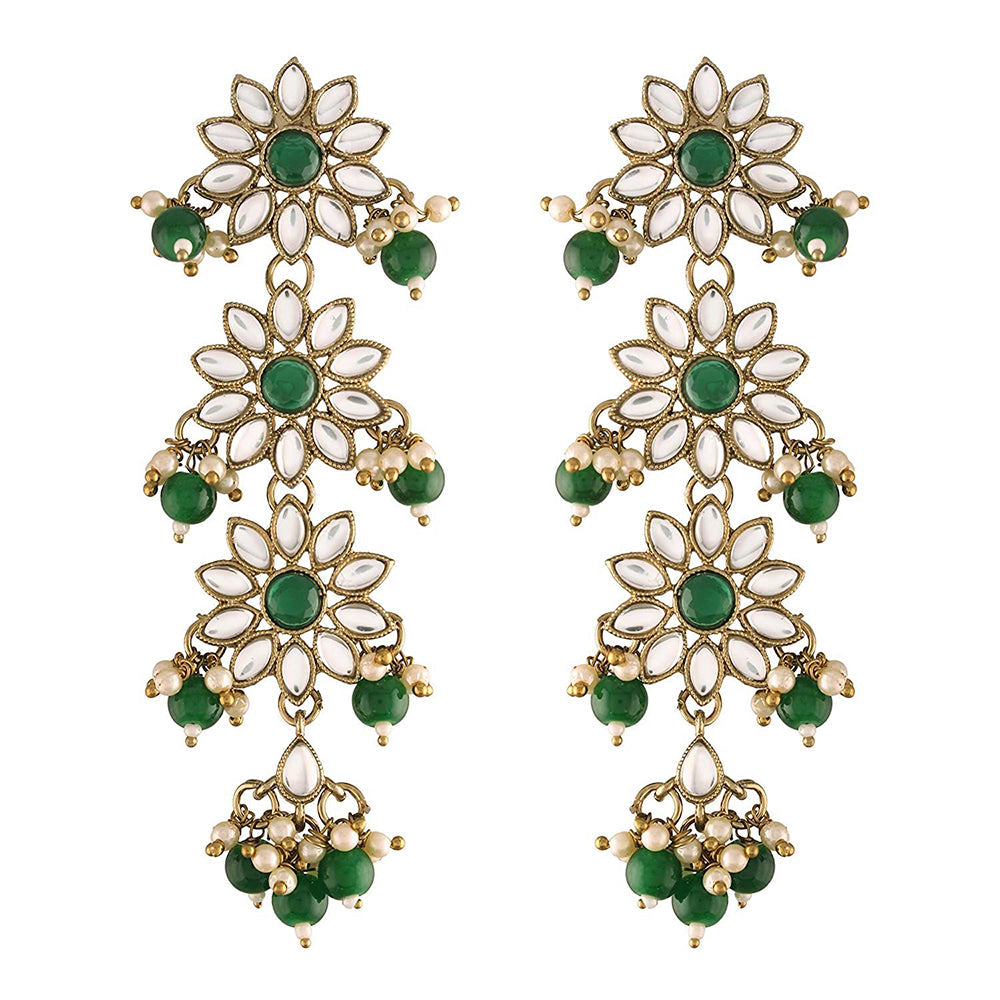 EtnicoTraditional Gold Plated With Stunning Antique Finish Kundan & Pearl Earrings for Women/Girls (E2866G)
