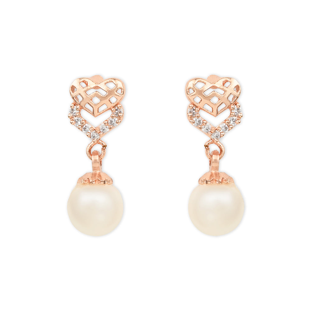 Etnico Valentine's Special Rose Gold-Plated AD Stone Contemporary Studs Earrings for women (E2967)