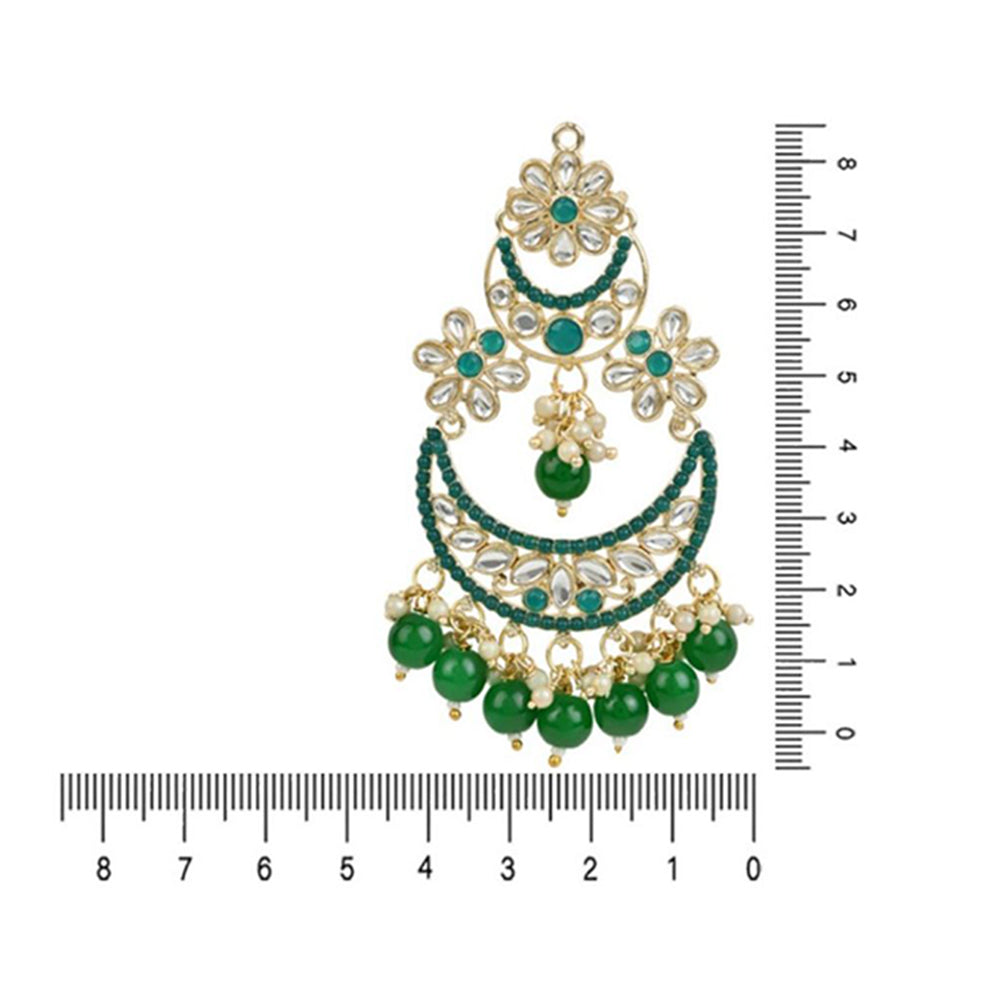 Etnico Gold Plated Traditional Handcrafted Pearl Kundan Beaded Chandbali Earrings for Women/Girls (E3031G)