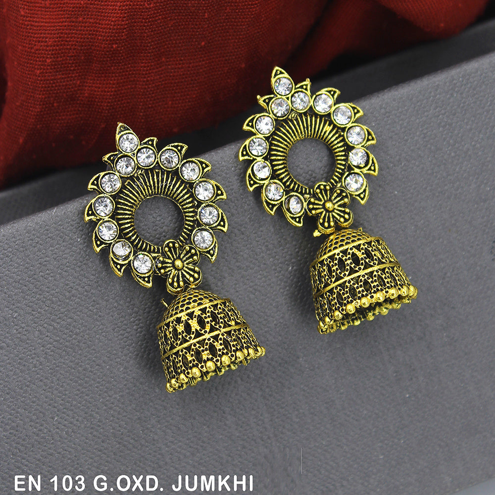 Mahavir Gold Plated Beads Jhumki Earrings