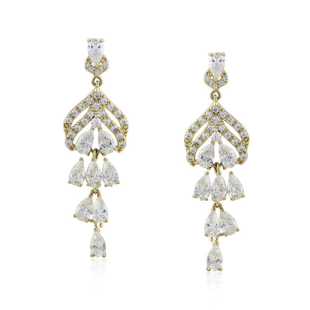 21 Nicole Jewellery Gold Plated Cubic Zirconia Dangler Earrings - ER-303