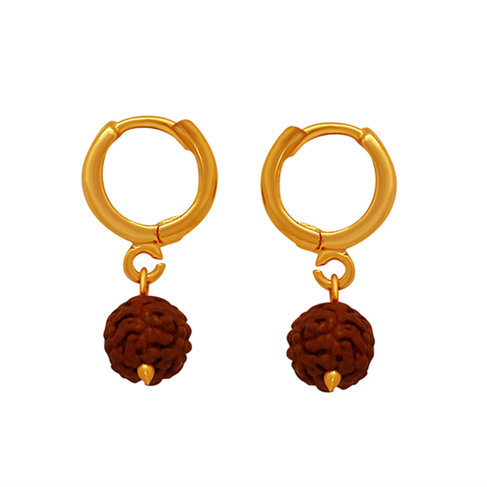 Mahi Gold Plated Lord Shiva Rudraksh Drop Piercing Mens Earrings (ER1109427GMen)