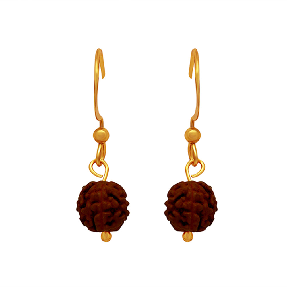 Mahi Gold Plated Lord Shiva Rudraksh Drop Piercing Mens Earrings (ER1109428GMen)