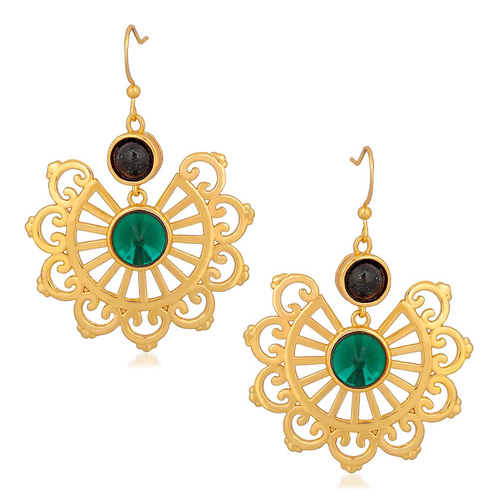 Mahi Gold Plated Dangler Earrings with crystal stones for girls and women