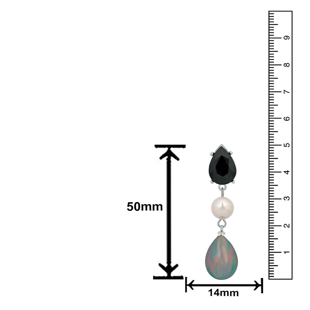 Mahi Rhodium Plated Partywear Dangler Earrings With Crystal Stone