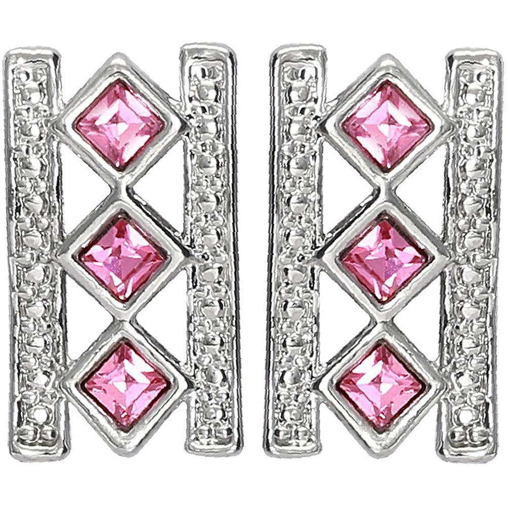 Mahi Swarovski Crystals Pink Square Earrings