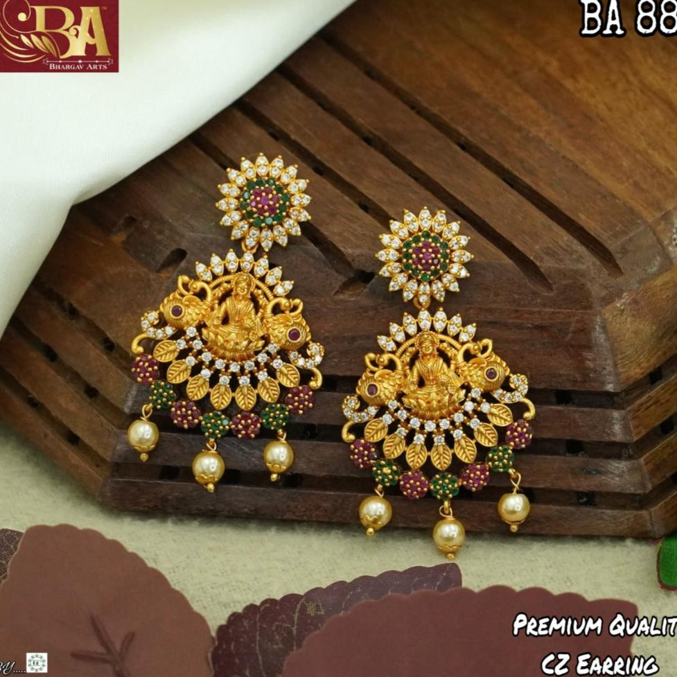 Darshana Jewels Gold Plated Temple Dangler Earrings