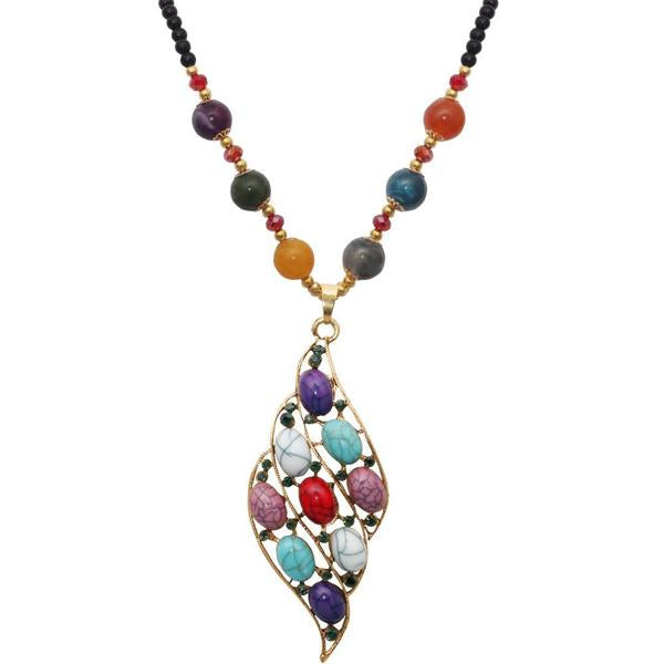 Tip Top Fashions Multi Beads Gold Plated Austrian Stone Nacklace - 1105933