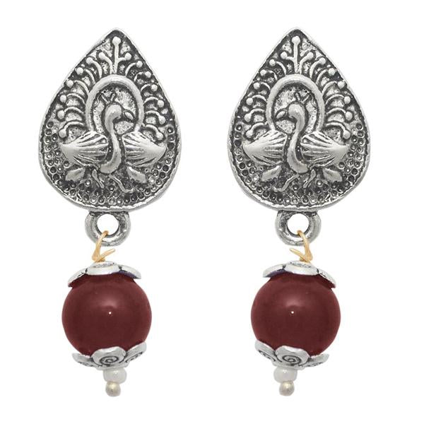 The99jewel Pearl Drop Antique Silver Plated Duck Design Earring - 1309001F