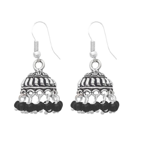 The99jewel Black Antique Silver Plated Jhumki - 1309005F
