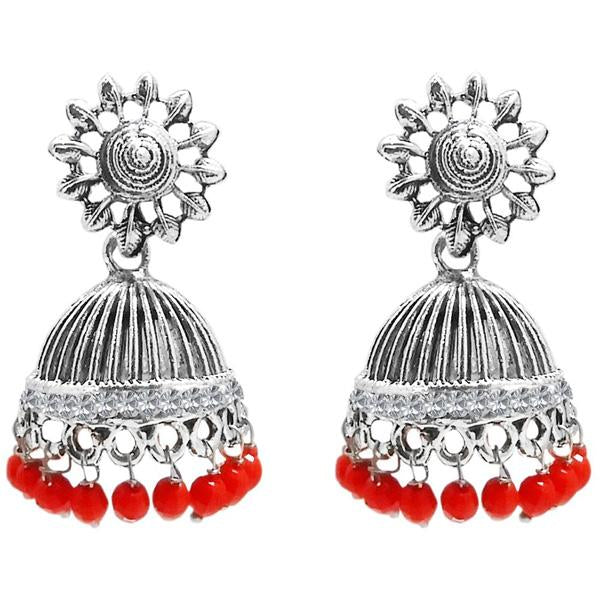 Jeweljunk Oxidised Plated Beads Austrian Stone Jhumki Earrings - 1311019H