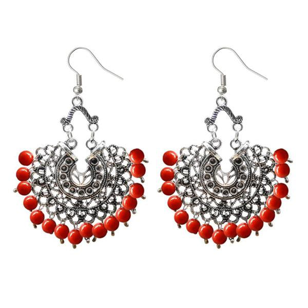 Jeweljunk Silver Plated Beads Afghani Dangler Earrings - 1311208B