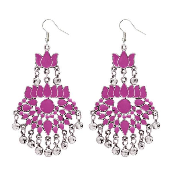 Jeweljunk Pink Meenakari Afghani Earrings - 1311040G