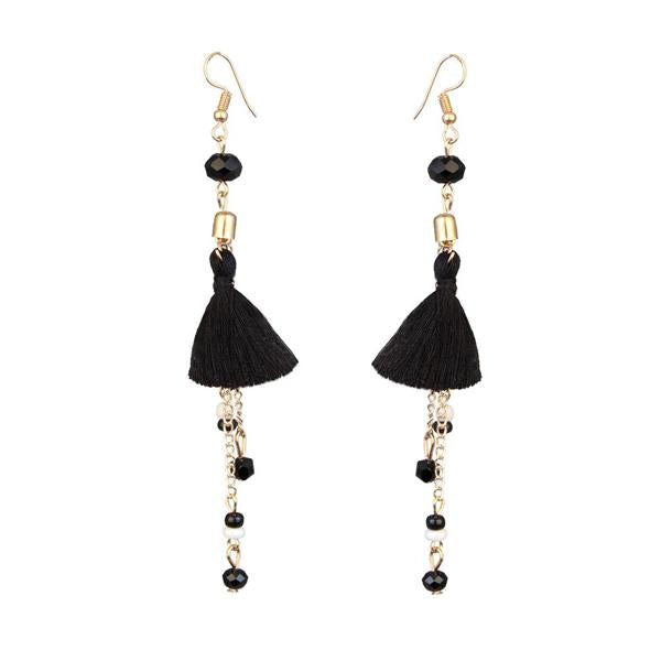 Jeweljunk Gold Plated Black Thread Earrings - 1310906F