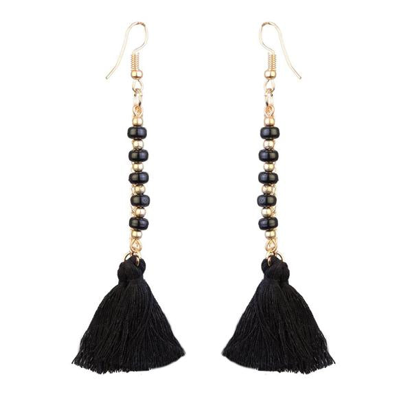 Jeweljunk Gold Plated Black Thread Earrings - 1310907B