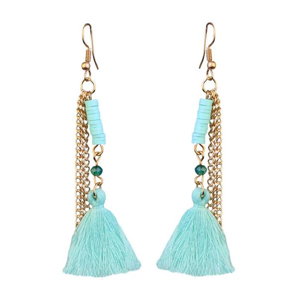 Jeweljunk Gold Plated Blue Thread Earrings - 1310910F
