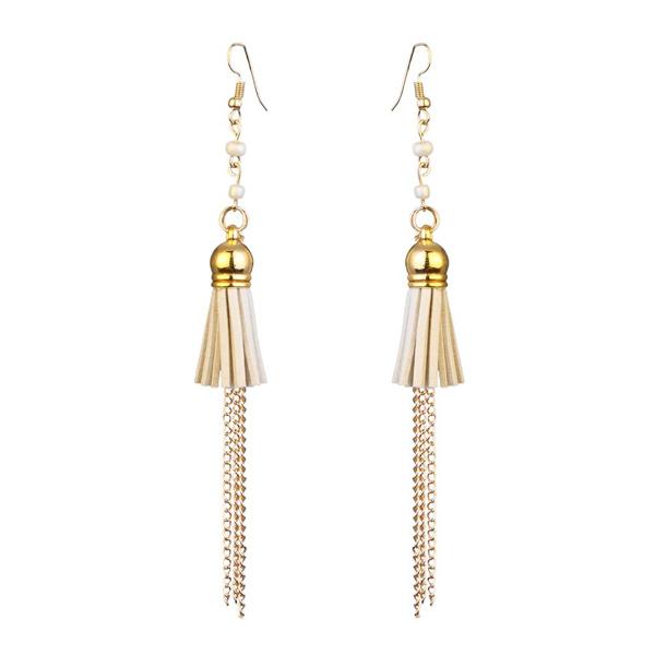 Jeweljunk Gold Plated White Thread Earrings - 1310916E