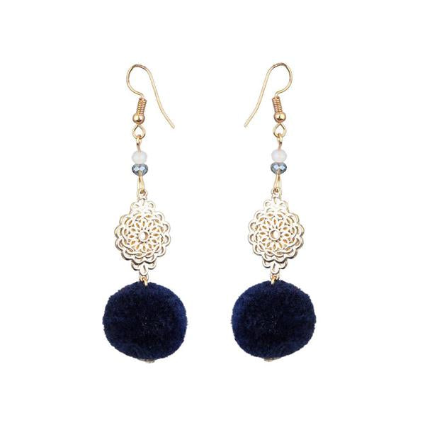 Jeweljunk Gold Plated Blue Thread Earrings - 1310918A