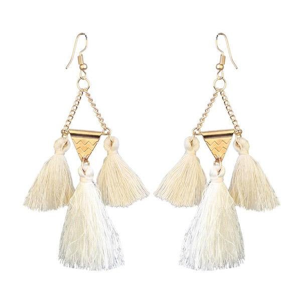 Jeweljunk Gold Plated White Thread Earrings - 1310919C