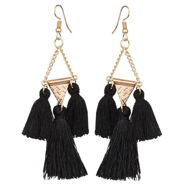 Jeweljunk Gold Plated Black Thread Earrings - 1310919F