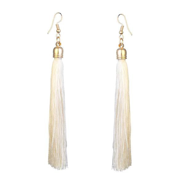 Tip Top Fashions Gold Plated White Thread Earrings - 1310926E