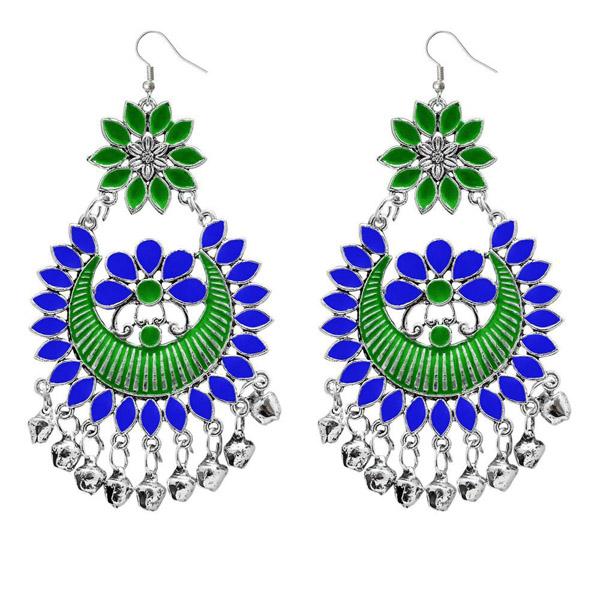 Jeweljunk Green Meenakari Afghani Dangler Earrings - 1311056F
