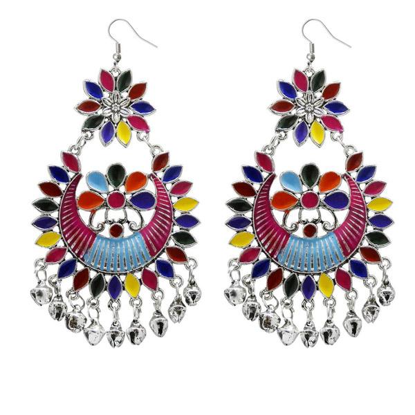 Jeweljunk Multi Meenakari Afghani Dangler Earrings - 1311056H