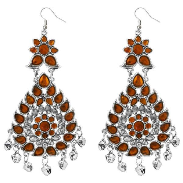 Jeweljunk Brown Meenakari Afghani Dangler Earrings - 1311060E
