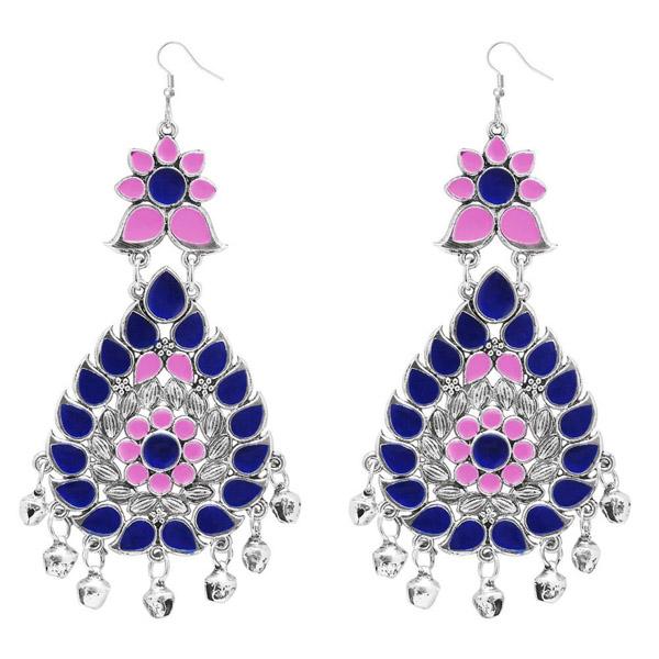 Jeweljunk Pink Meenakari Afghani Dangler Earrings - 1311060I