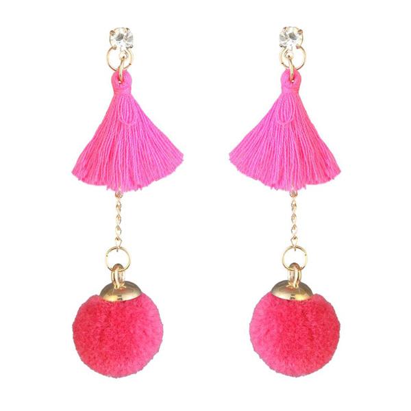 Jeweljunk Gold Plated Pink Thread Earrings - 1310905C