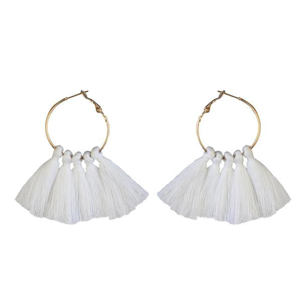 Tip Top Fashions Gold Plated White Thread Earrings - 1310922A