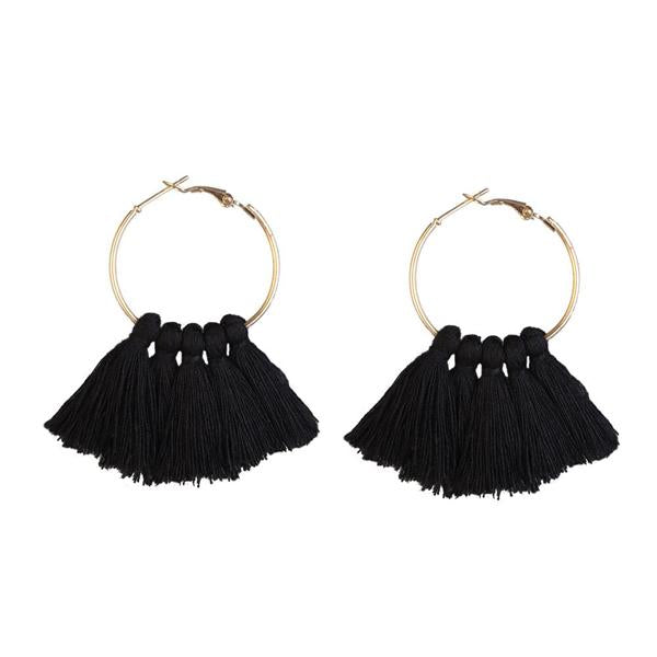 Jeweljunk Gold Plated Black Thread Earrings - 1310922E