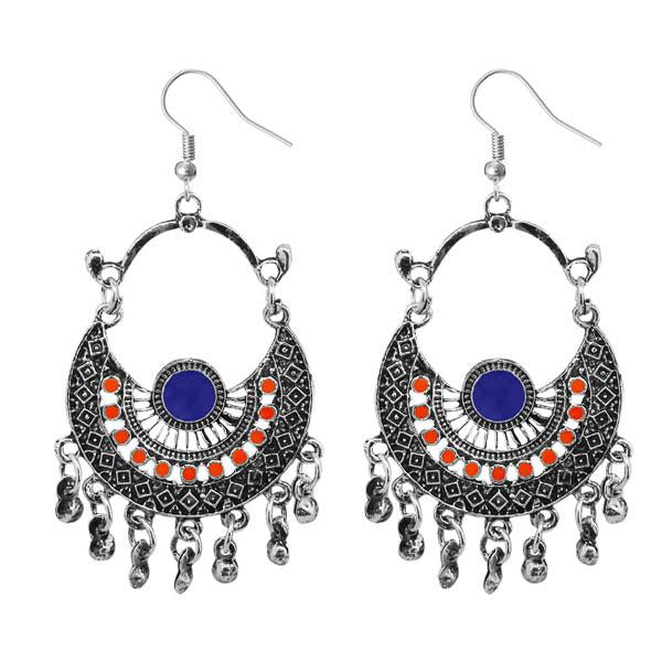 Jeweljunk Multi Meenakari Rhodium Plated Afghani Earrings - 1311032J