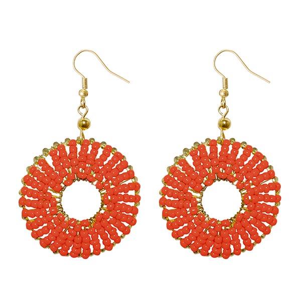 Jeweljunk Gold Plated Orange Beads Dangler Earrings - 1309019B