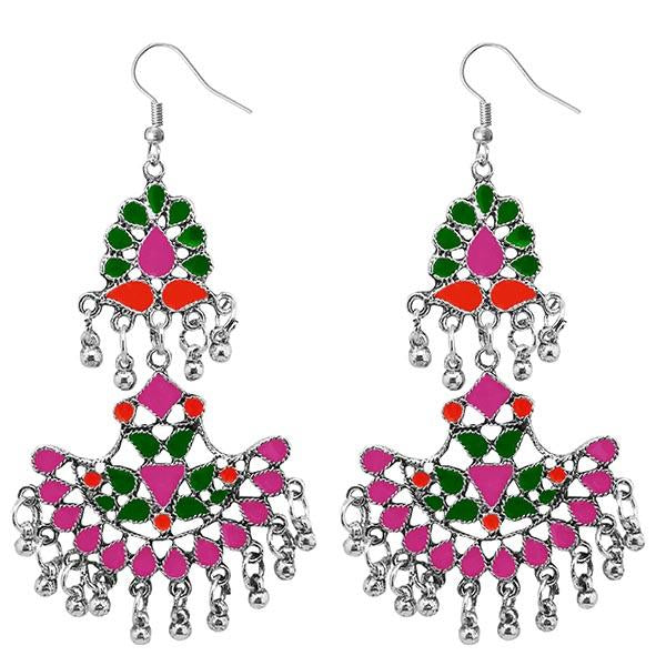 Tip Top Fashions Meenakari Rhodium Plated Afghani Earrings - 1311039K