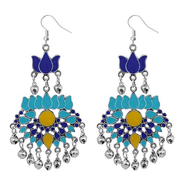 Jeweljunk Meenakari Rhodium Plated Afghani Earrings - 1311040N