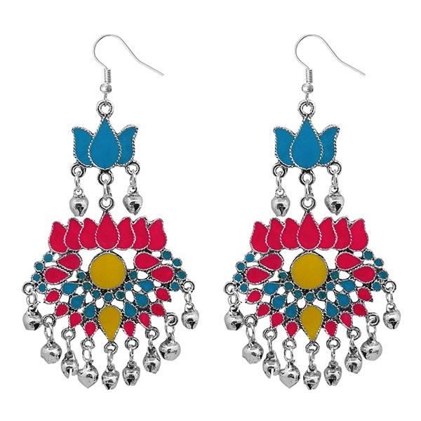 Jeweljunk Meenakari Rhodium Plated Afghani Earrings - 1311040P